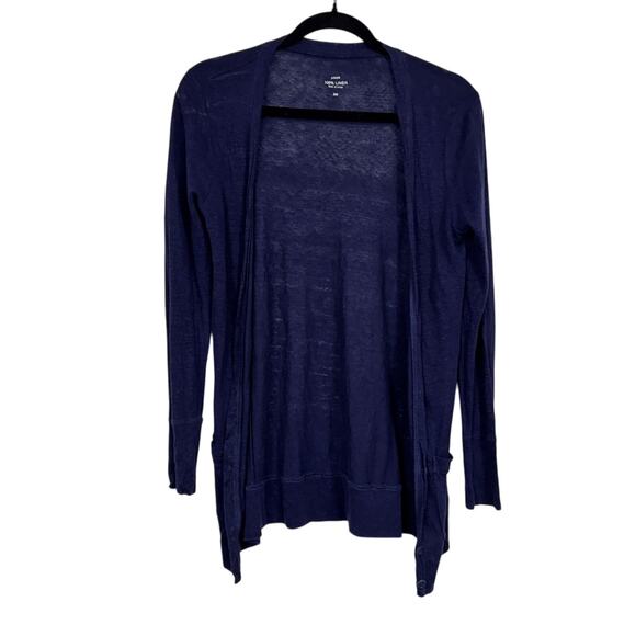 J Crew Blue Linen Duster Cardigan Sweater Womens S Casual Preppy Classic Beachy - Picture 1 of 7